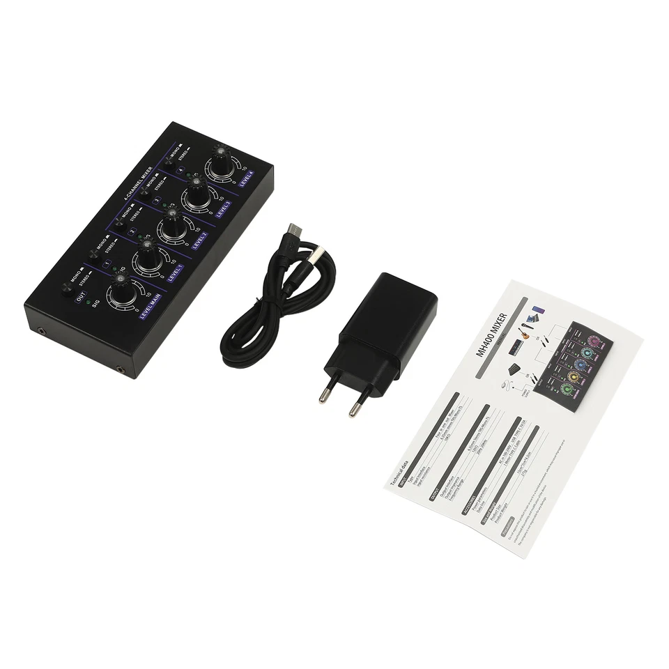 4-Kanal Line Mixer Unterst??tzung Mono Stereo-Audio-Mischpult Mischer Audiomixer - Bild 4 von 4