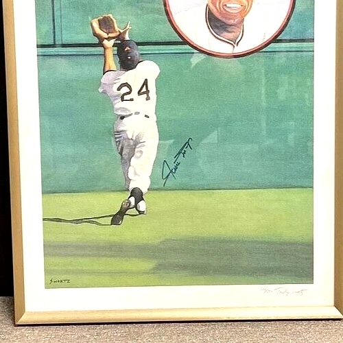 Willie Mays Signed Framed 18x24 The Greatest Catch Lithograph Beckett BAS /500 - Image 4 of 4