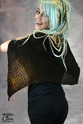 BLUME DES LEBENS Poncho Schal Oberteil Heilige Geometrie Pixie Hippie Psytrance Festival