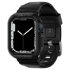 For Apple Watch SE3 9/8/7 Case 45/44mm Spigen [Rugged Armor Pro] Black Case/Band
