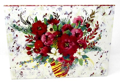 Punch Studio Rectangle Flip Top Nesting Box Christmas Winter Roses 43104 Small