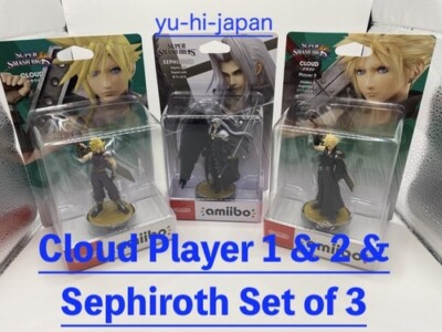 Nintendo Amiibo FFVⅡ Cloud Player 1 & 2 & Sephiroth Figure (Smash