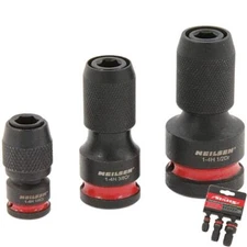 Neilsen 3pc Impact Bit Converter Quick Release Adapter 1/4" 1/2" 3/8" Set