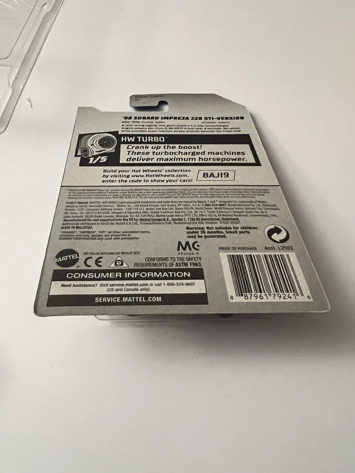 Hot Wheels 2020-98 Subaru Impreza 22B versión STi (azul) ERROR plástico extra Foto 4 de 4