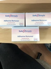 X3 Boxes Safe N Simple Adhesive Remover Wipes # SNS00650