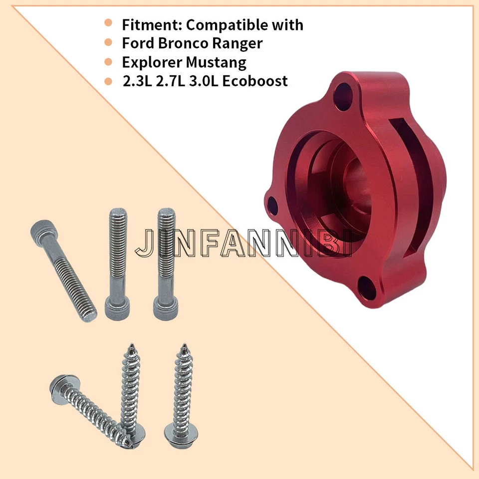 Adaptador de válvula de soplado rojo para Ford Bronco Ranger Explorer ST Mustang EcoBoost Foto 3 de 4