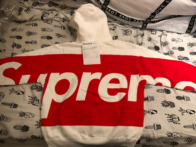 Supreme Big Logo Hooded Hoodie Sweatshirt White/Red | eBay