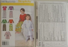 Simplicity 1573 - Toddler & Child Robe, Pants, and Knit Tops
