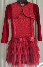 Biscotti Collezioni Girls Dress Red, Sequin & Velour Bolero Jacket, size 7