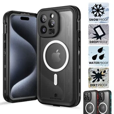 For iPhone 14 15 Pro Max / Plus Waterproof Case MagSafe Cover Screen Protector
