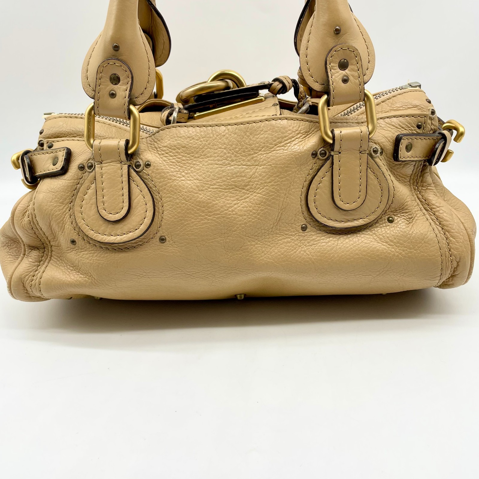 Chloe Paddington Handbag Beige Padlock Gold Hardware Tote bag Y2K Authentic image 3