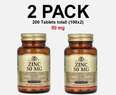 Solgar, Zinc, 2 PACK,  50 mg, 100 Tablets each (200 total!)