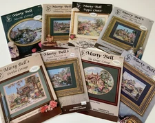 Marty Bell's Cross Stitch Pattern Lot Of 8 - English Countryside Cottages