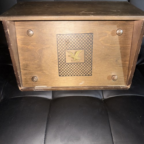 Vintage Wooden Bread Box Eagle