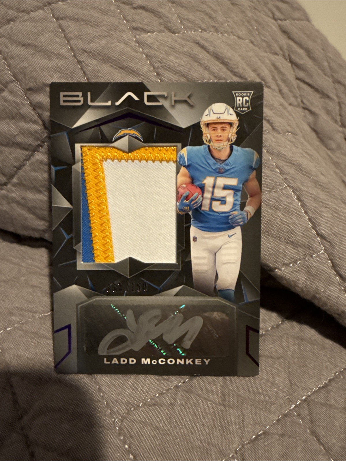 2024 Panini Black - Rookie Patch Autograph Ladd McConkey #211 Royal /150