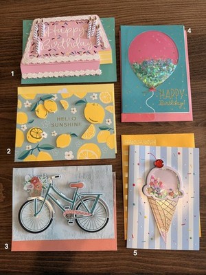 Embellished Handmade Greeting Cards - 5 cards assorted, 3D textures