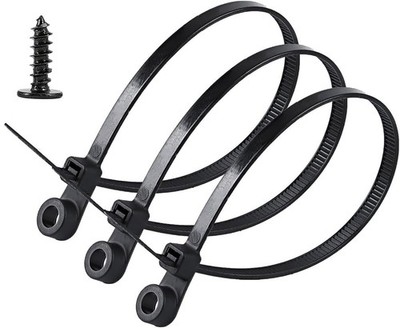 YIKANGHENG Black 5.9 Inch Nylon Zip Tie with Screw Holes, 100 Pcs, 