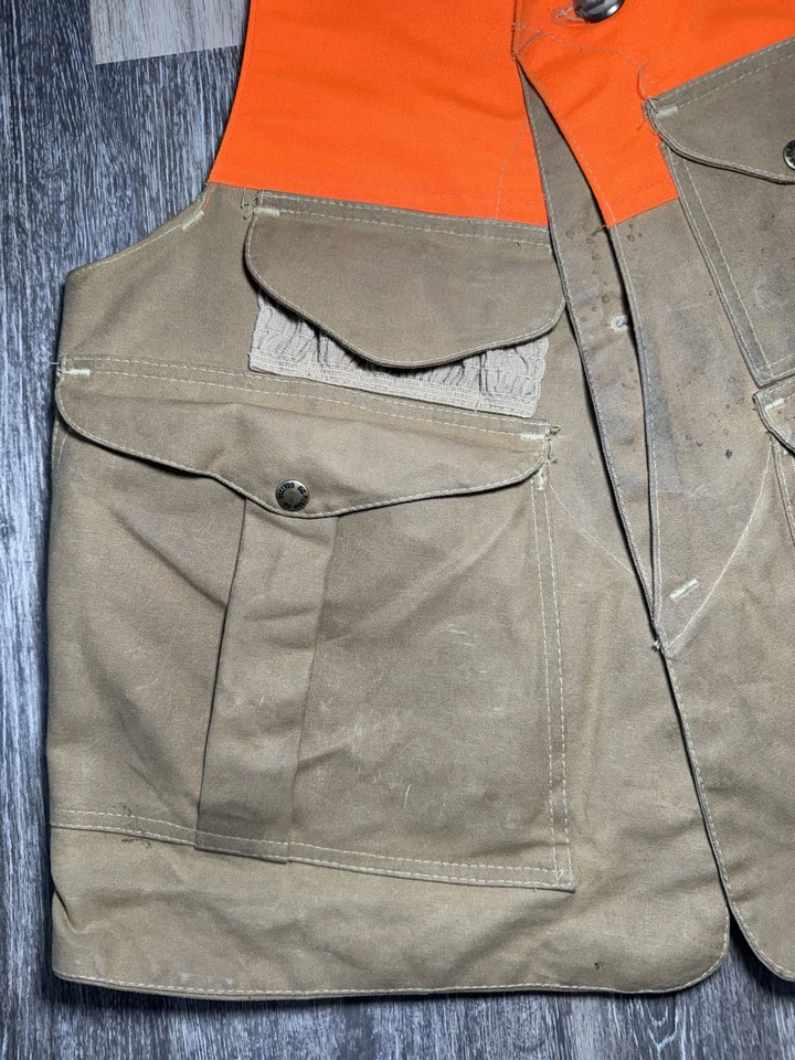 Filson Upland Vest Men's Medium Brown Wax Cotton Hunting Style 33 Vintage  - Image 3 of 4