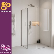480mm Fixed Shower Screen Chrome 10mm Clear Tempered Glass Wet Room Panel