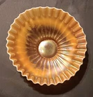 Antique Peach Opalescent Carnival Glass Bowl With Ruffled Edges See description.