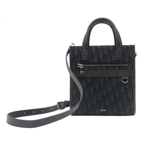 CHRISTIAN DIOR Bag: Safari North South Tote Oblique Jacquard Blue;