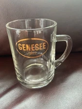 VINTAGE GENESEE BEER GLASS CLEAR MUG GOLD LOGO - ORIGINAL ROCHESTER, NY BREWERY!