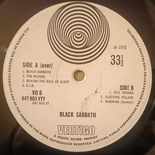 Black Sabbath LP Self Titled UK Vertigo Swirl 1st Press PHILIPS CREDIT PROG