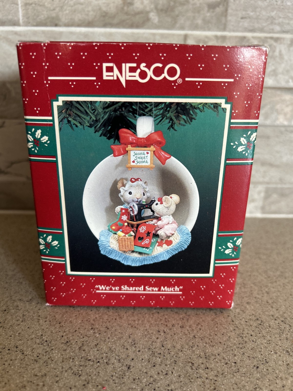Vintage 1995 Enesco Cozy Cup Series We've Shared Sew Much Ornament