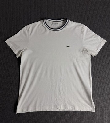 Lacoste Men s L Solid White Logo Crew Neck Short Sleeve Regular Fit T-Shirt