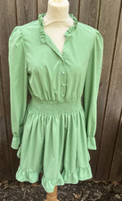 Pretty Little Things Pale Green Dress Size 12 Shirred Waist Ruffled Hem  Charity
