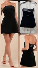 LULUS Captivating Admiration Black Velvet Strapless Mini Dress Size SMALL**NEW**