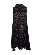 Vince Camuto Women's Mock-Neck Burnout Trapeze Dress (6, Black)