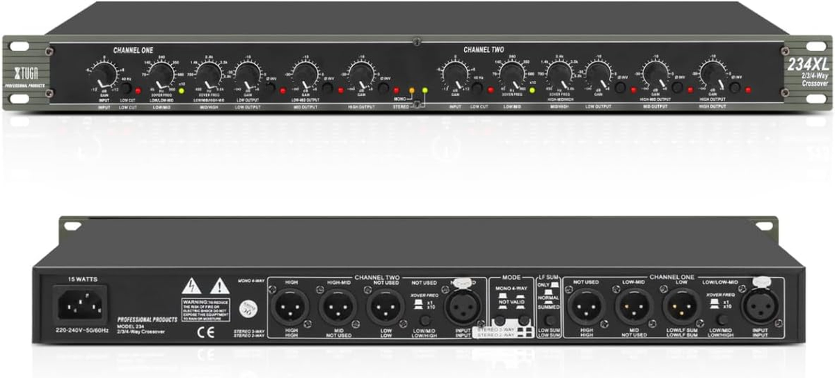 Audio Crossover Mono 4 Way, Stereo 2 Way Crossover with XLR Input