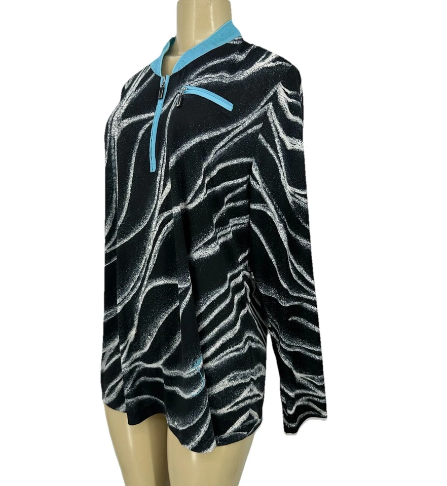 Jamie Sadock XL Women Sunsense long-sleeve 1/4 zip Golf T-shirt Vapor Print F31 - Image 3 of 4