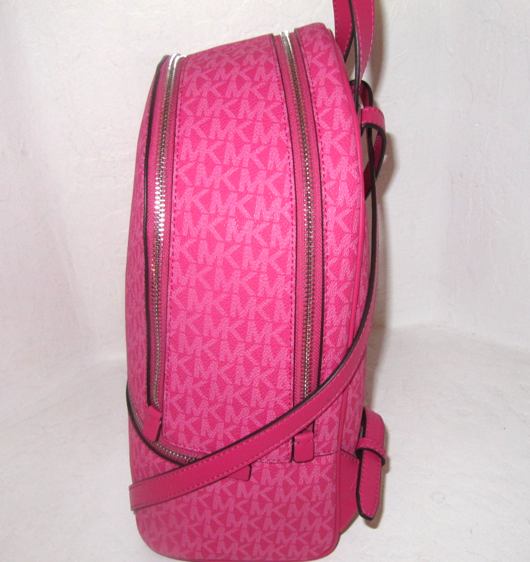 Michael Kors Rhea Medium Zip Dragonfruit Pink Signature Logo
