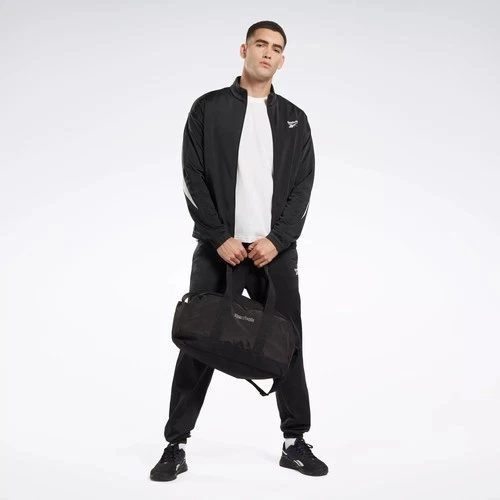 Reebok Mens Regular fit Track Jacket Coat Size M Black Solid MSRP $50 Black image 4