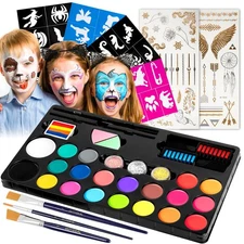 Face Painting Kit for Kids-20 Colors Water Activated Skin Face Paint Palette ...
