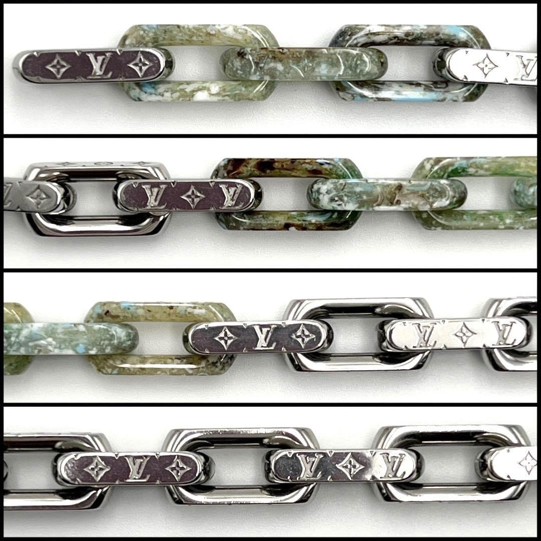 LOUIS VUITTON Collier Monogram Chain Metal Necklace Pendant Silver Boxed Rare thumbnail 5