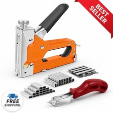 Heavy Duty Staple Gun 3 in 1 Upholstery Nail Tacker Kit + 3000 Staples Wood DIY