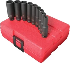 Sunex 1812 9 Piece 1/4-Inch Drive Deep Metric Socket Impact Set 