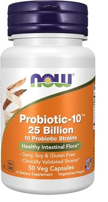 NOW Foods Probiotic-10  25 Billion CFU 50 Veg Capsules