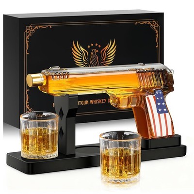 Gifts for Men Dad, LUXULISH Whiskey Gun Decanter Set with American Flag Desig...