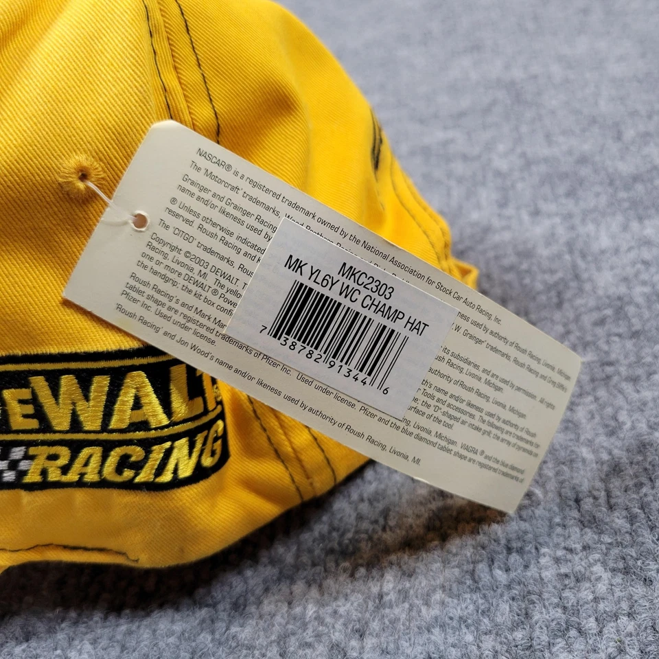 Matt Kenseth 帽子带背面均码黄色 NASCAR 赛车冠军 2003 男式 — 第 4/4 张图片