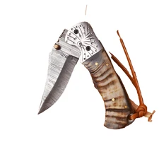 Custom Hand Made Folding Knife With Steel Engraved Bolster Knife Survival Knife