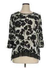 Simply Vera Vera Wang Women Black 3/4 Sleeve T-Shirt XL