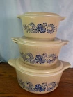Pyrex Homestead Vintage 6PC Nesting Casserole Set with Brown Lids 473 474 475