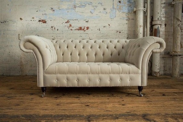 Chesterfield Polster Sofas Design Luxus Stoffsofas Textil Sofa 2 Sitzer Sofa Neu-image