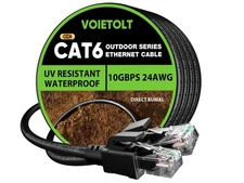 Cat 6 Outdoor Ethernet Cable 150 ft, 24AWG 10Gbps Cat6 Cable Cord Waterproof Dir