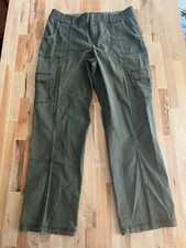 Natural Reflections Women's Cargo Utility Pants Cotton Stretch Olive Green 14
