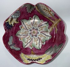 Chinese Famille Rose Pink Hand Painted Floral Design Bowl With Butterfly Vintage